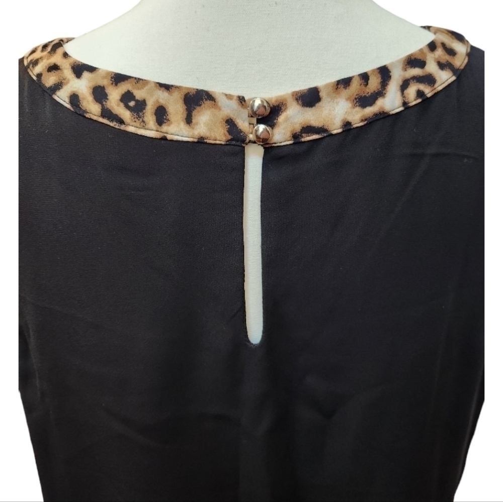 Cato Est. 1946 Black Animal Leopard Print Sleeveless Asymmetrical Blouse X-large - Picture 8 of 11